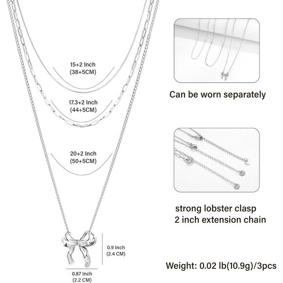 Sophisticated Bow Pendant Layered Necklaces for Women – Gift Ready Elegance - Picture 2 of 6